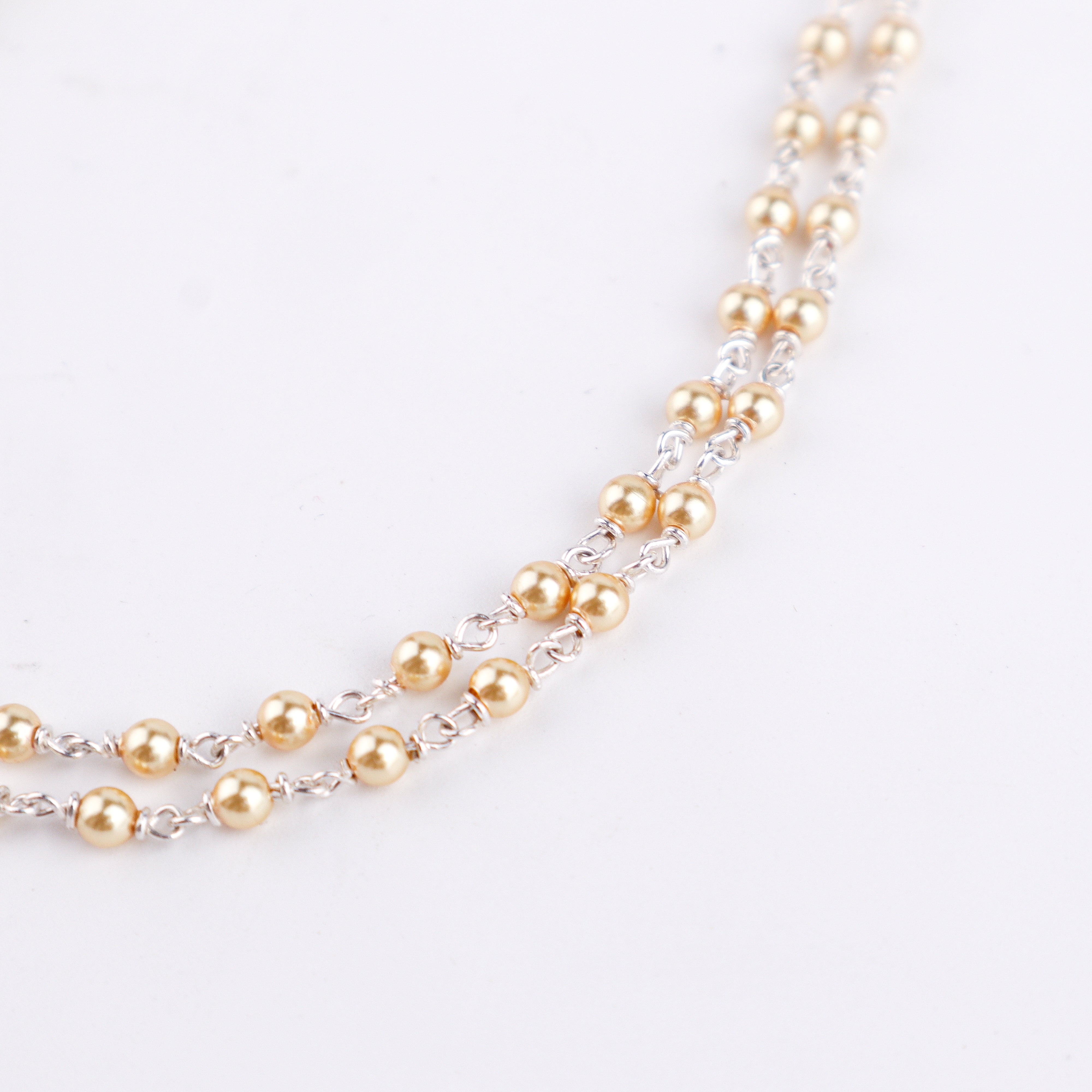 Pearl Two Layer Necklace Golden | 92.5 Silver | 22K Gold Plated