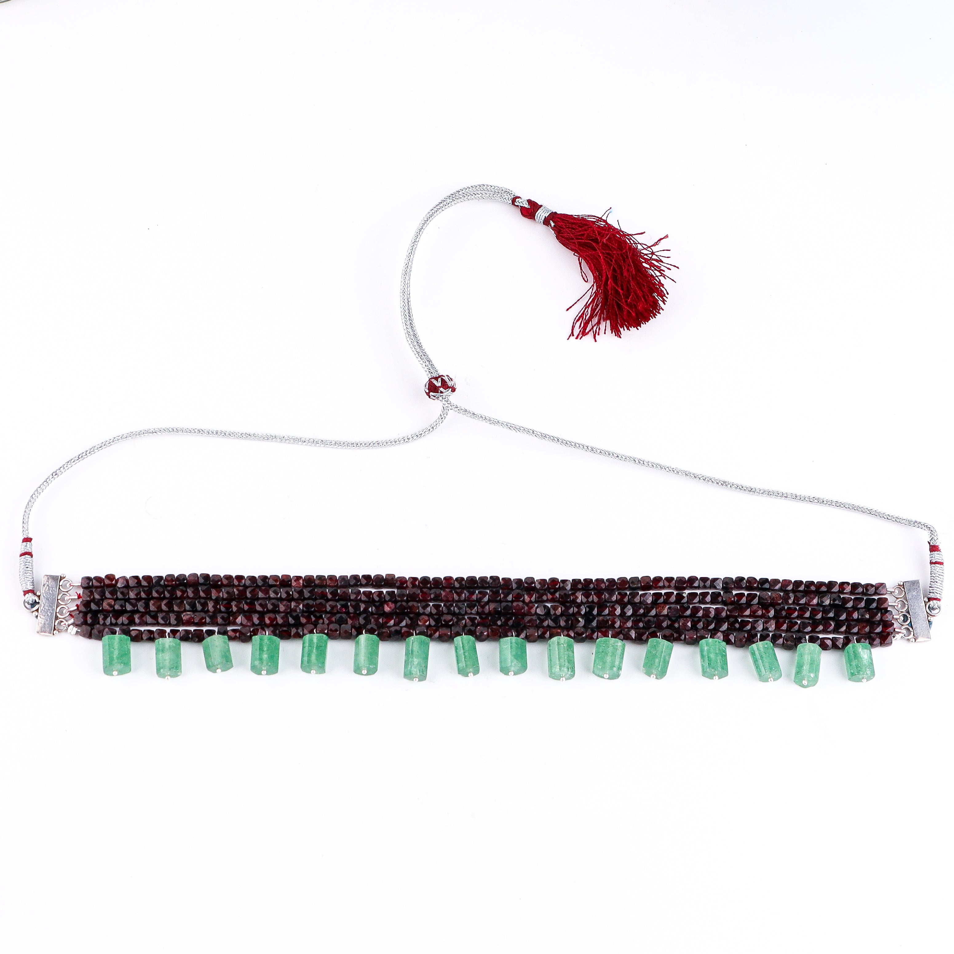 Luxe Choker - Russian Green Stones and Garnet
