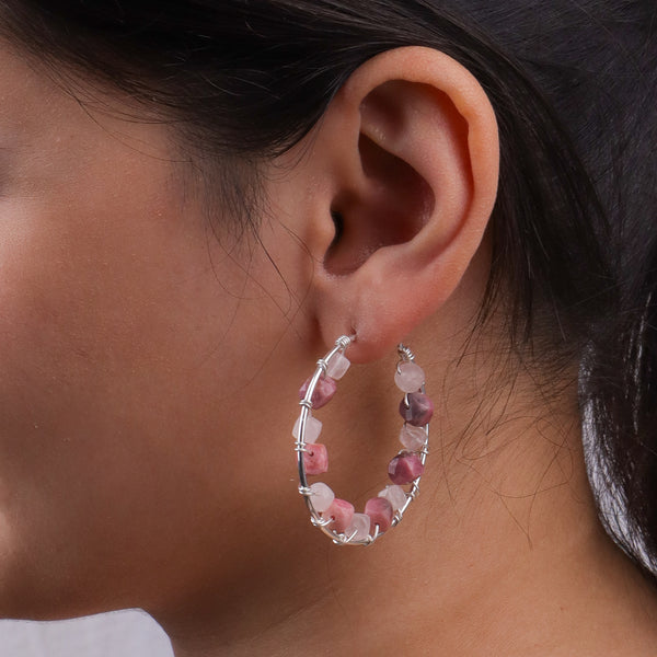 Rose Quartz Wrap Hoops (Project Handmade)