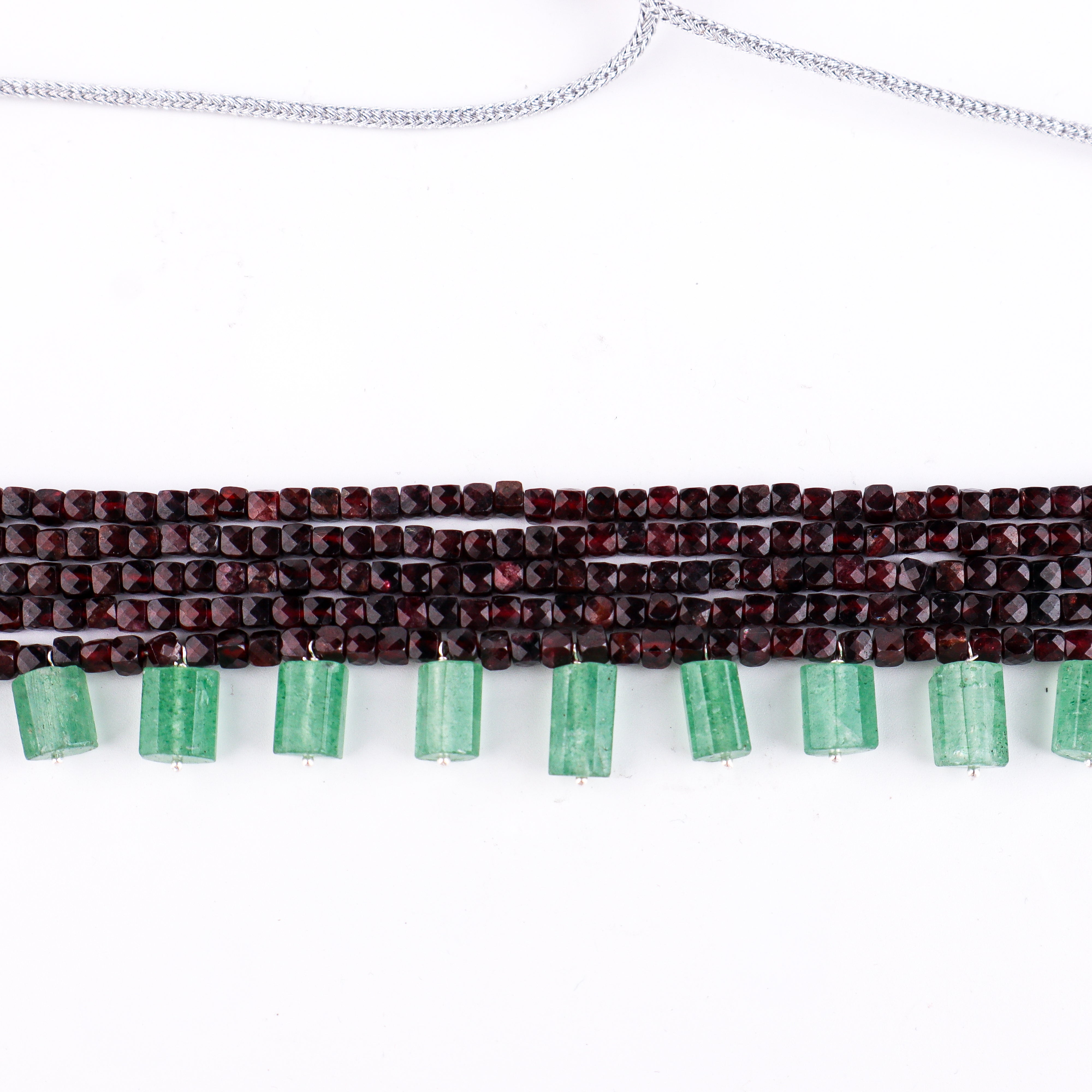 Luxe Choker - Russian Green Stones and Garnet