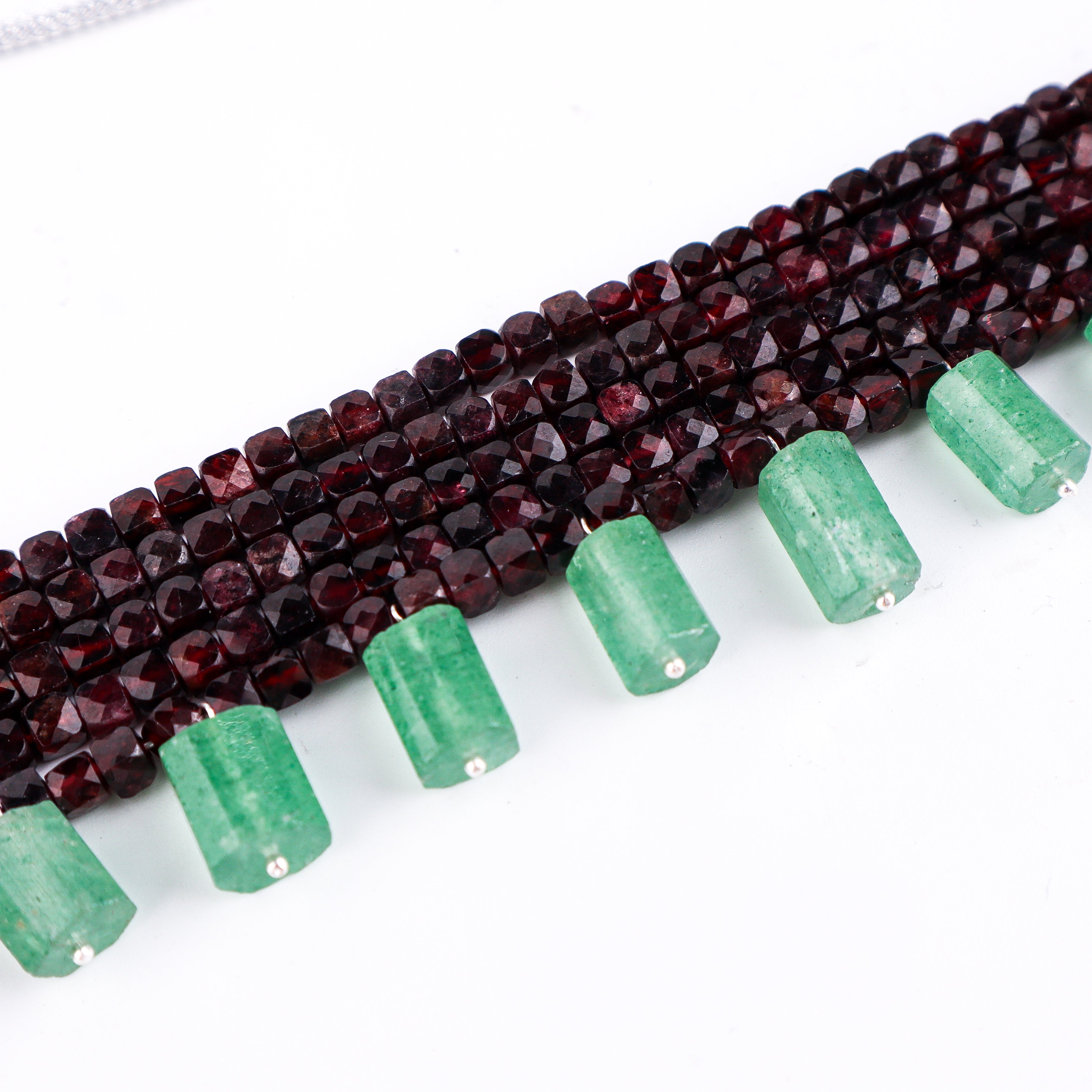 Luxe Choker - Russian Green Stones and Garnet
