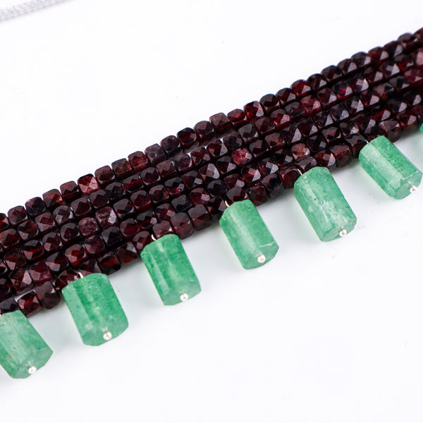 Garnet and green stone necklace