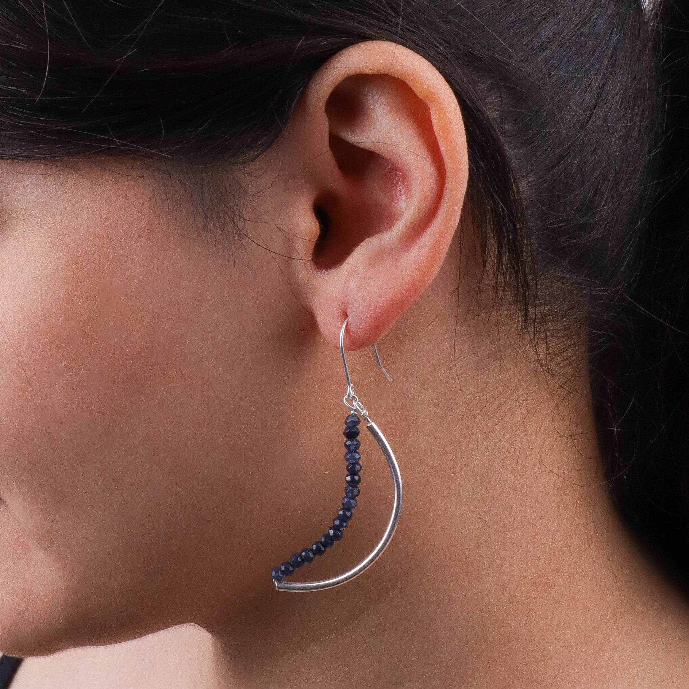 Blue Jade Crescent Hoops (Project Handmade)