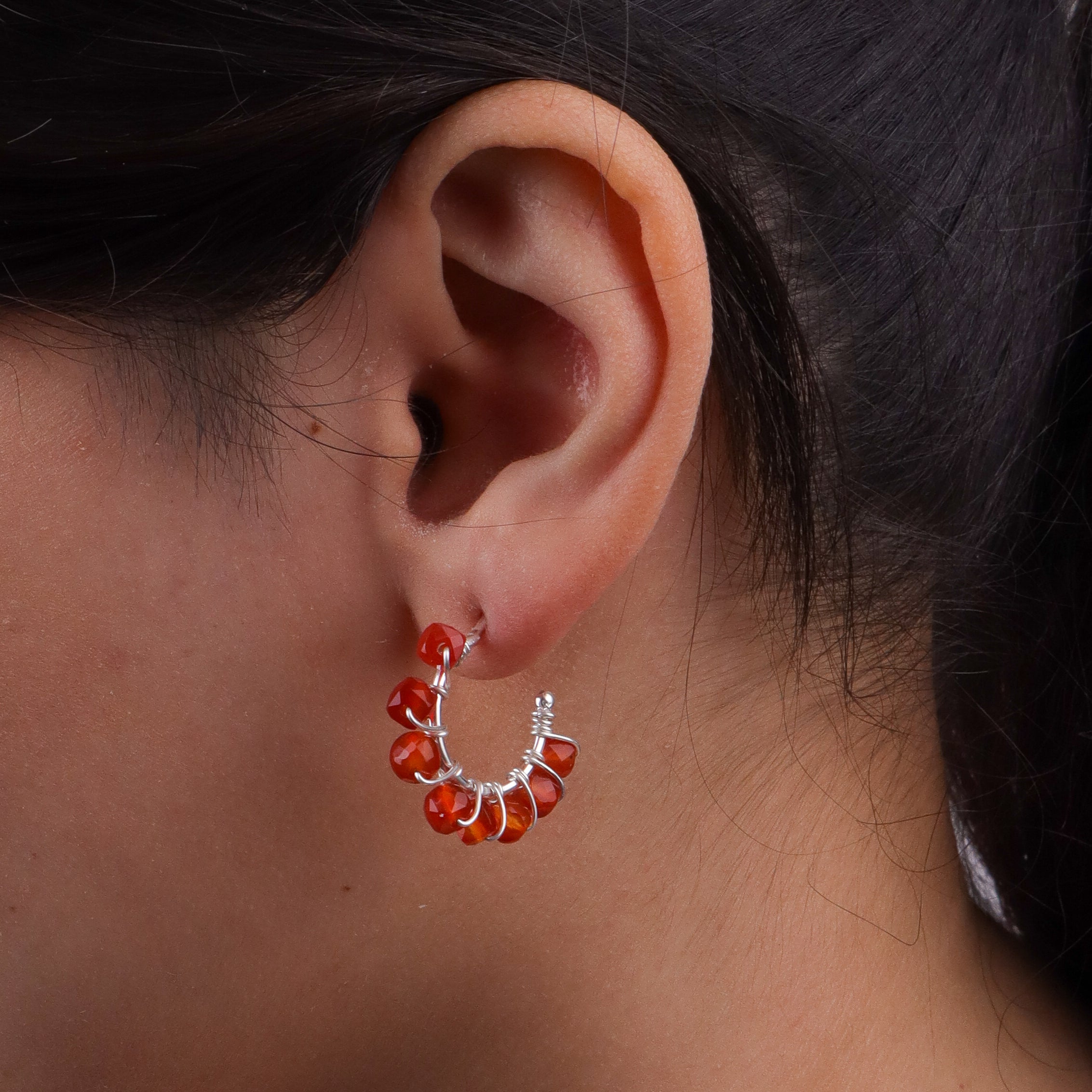 Carnelian Twisted Hoops (Project Handmade)