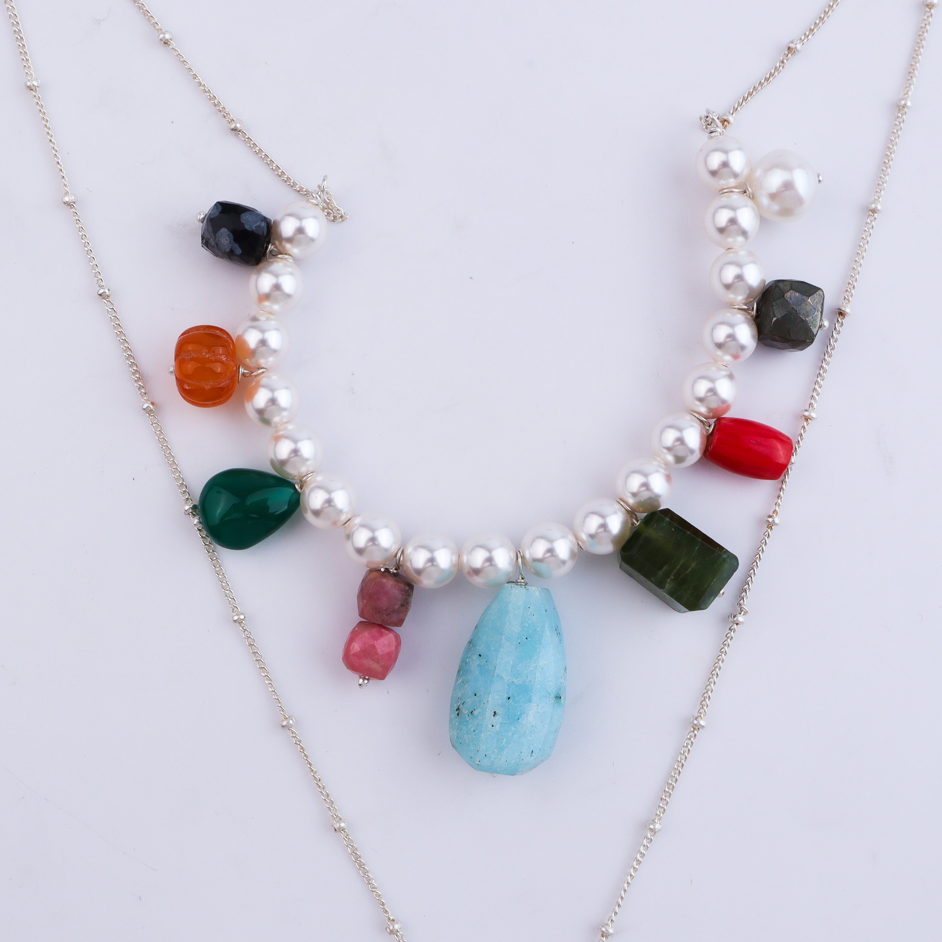 Two-Layer Multicolour Pearl Necklace