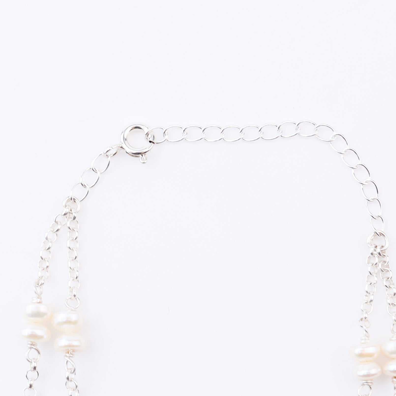 Silver necklace clasp with pearl accents