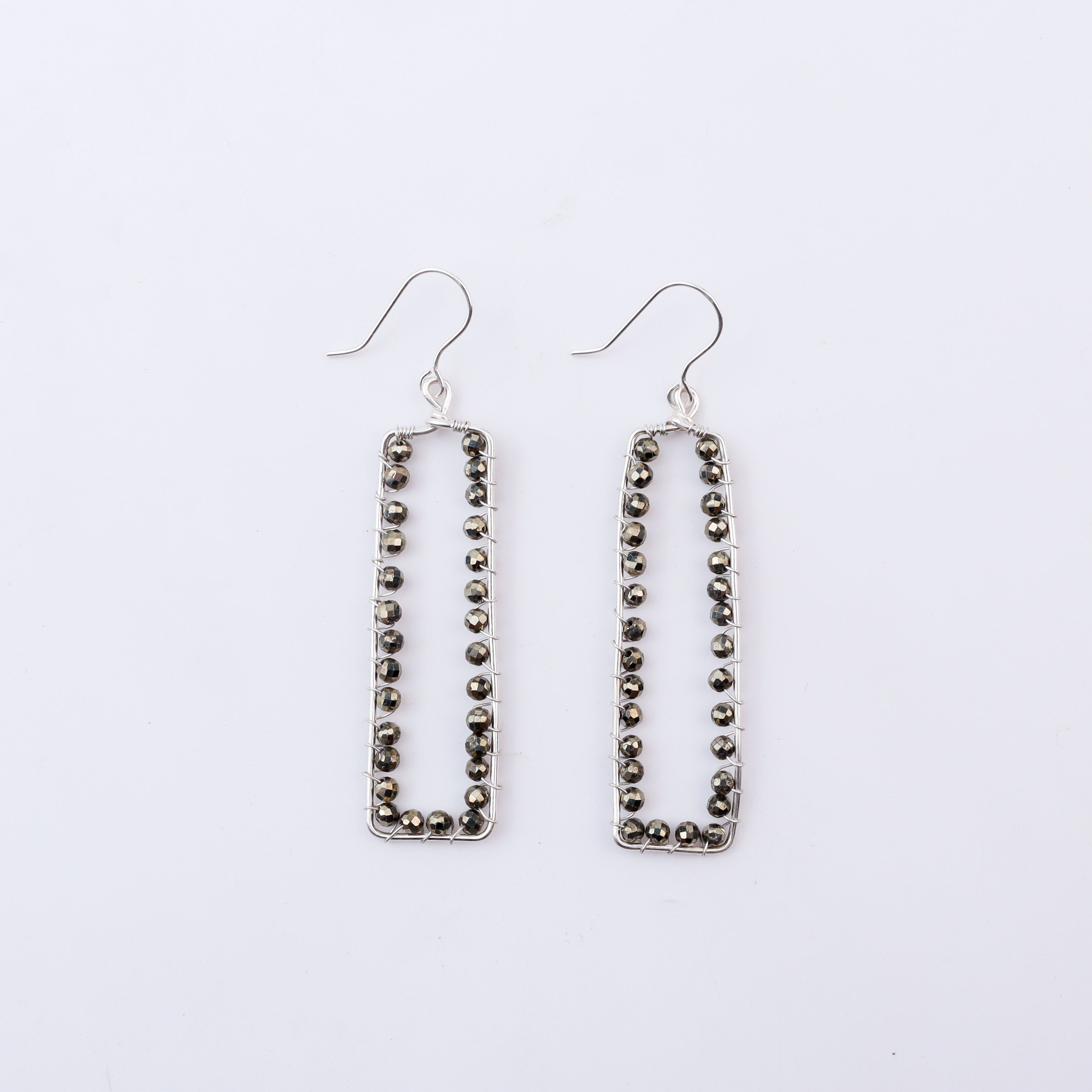 Silver Pyrite Arc Earrings