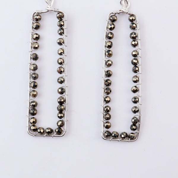 Silver Pyrite Arc Earrings