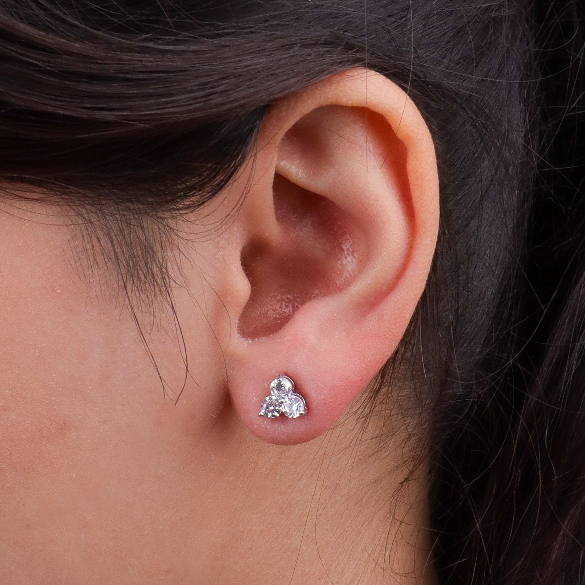 Silver CZ Cluster Stud Earrings