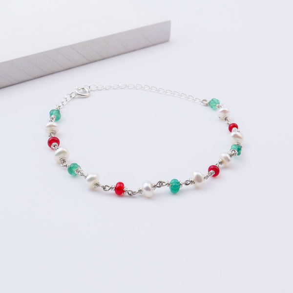 Silver Chain with Pearl & Bead Necklace