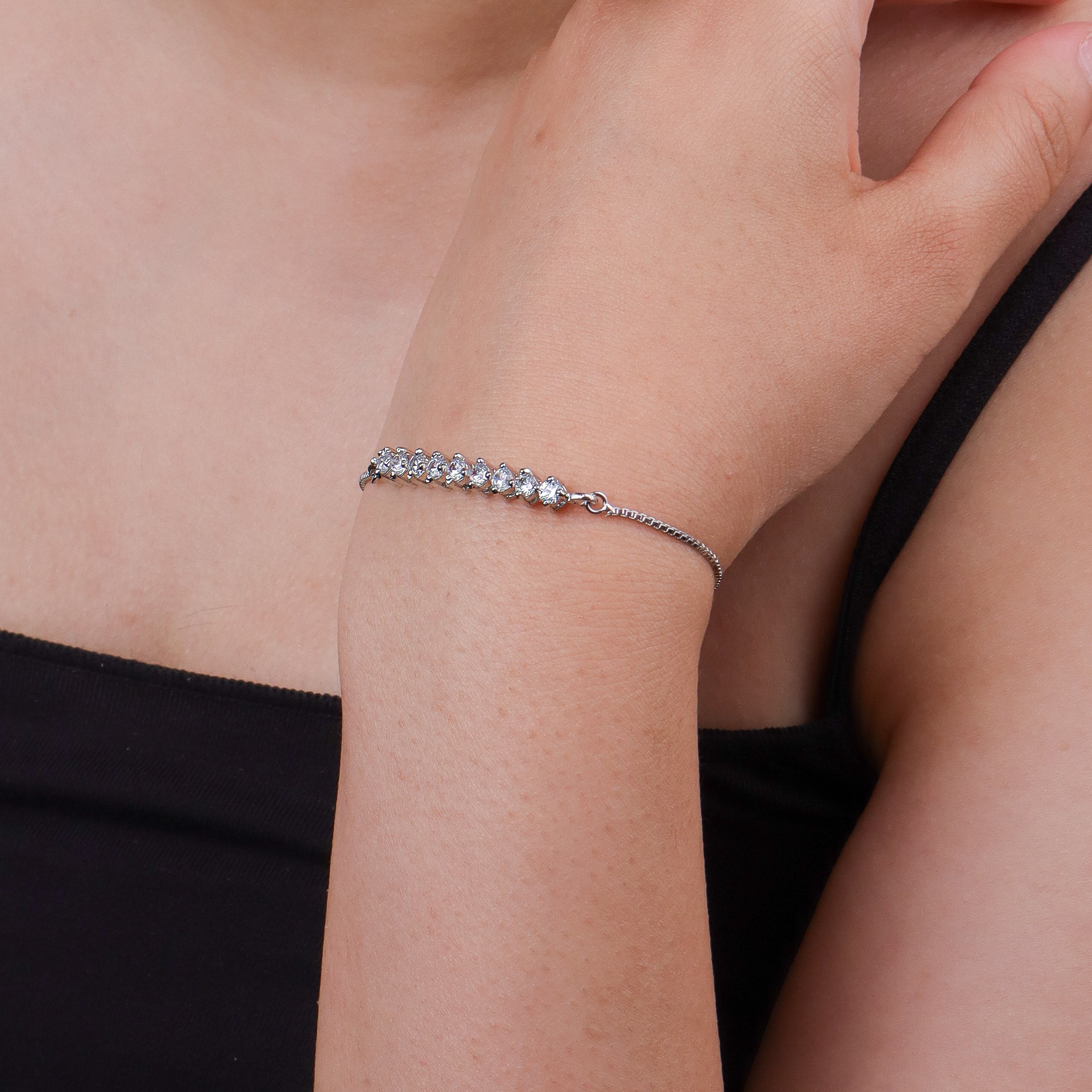 Silver CZ Slider Bracelet
