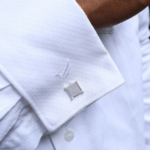 Silver CZ Square Cufflinks | 92.5 Silver