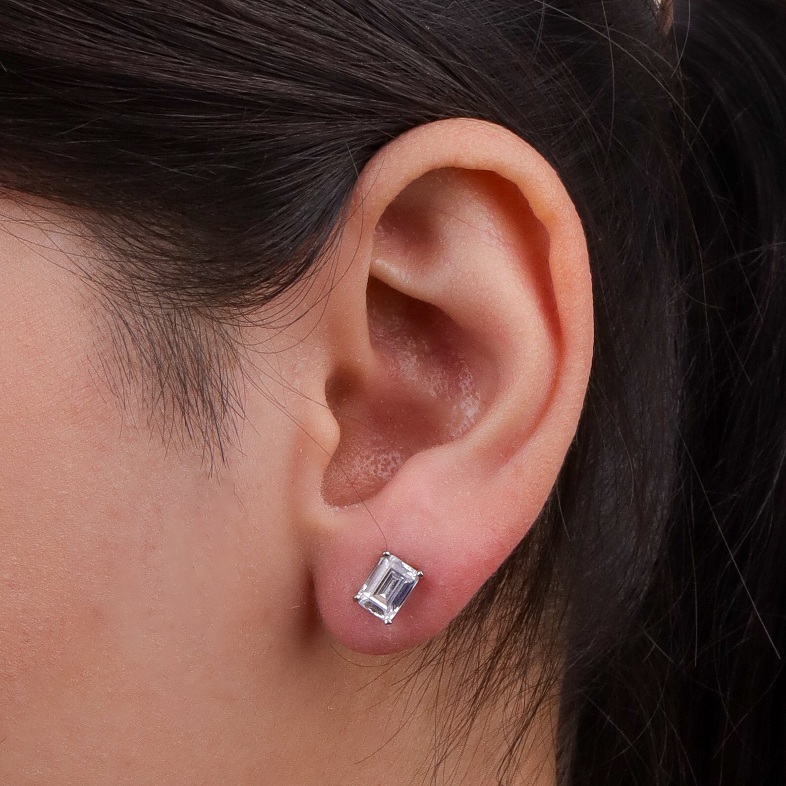 Silver CZ Emerald Set