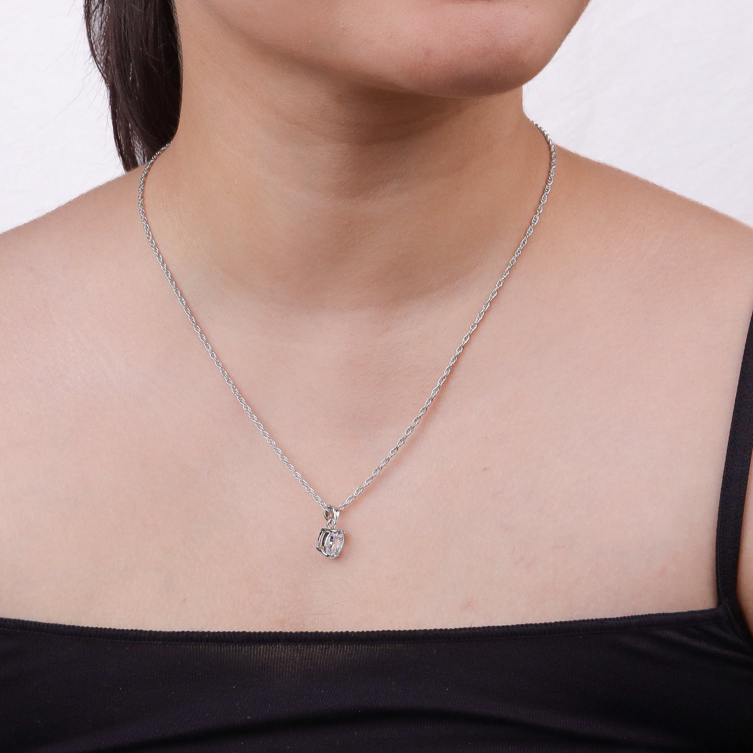 Silver CZ Oval Shape Set