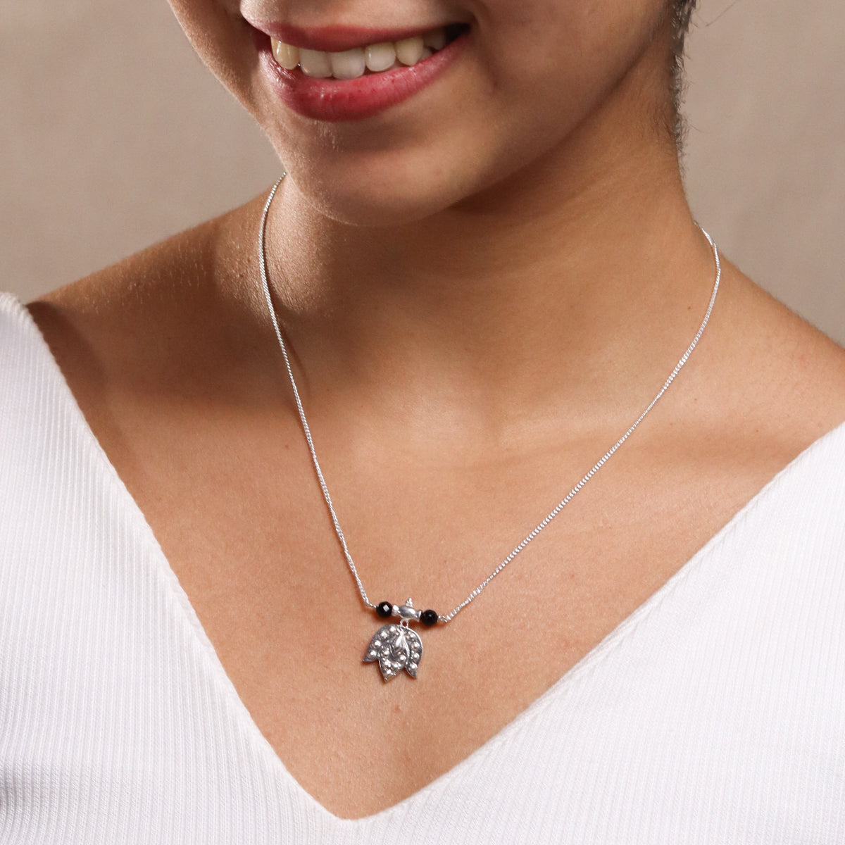 Silver Saaj motif Mangalsutra