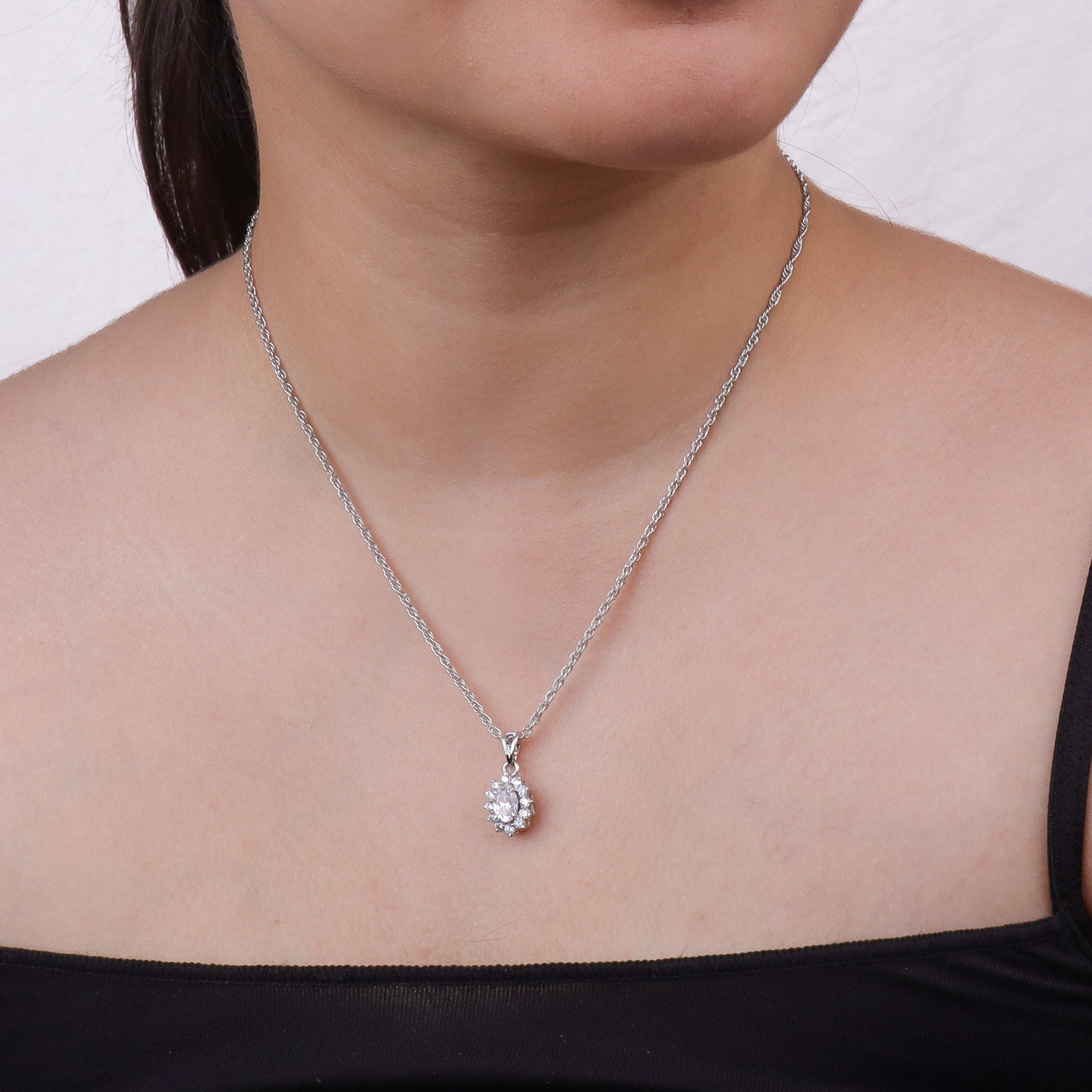 Silver CZ Oval Cluster Set