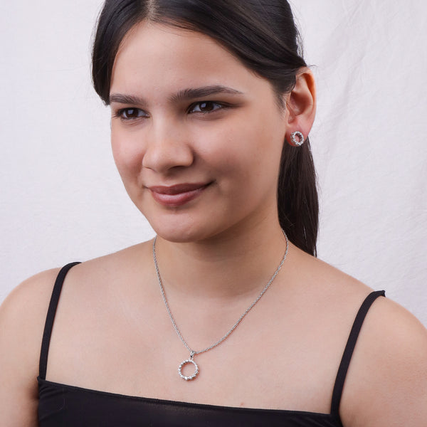 Silver CZ Circle Set