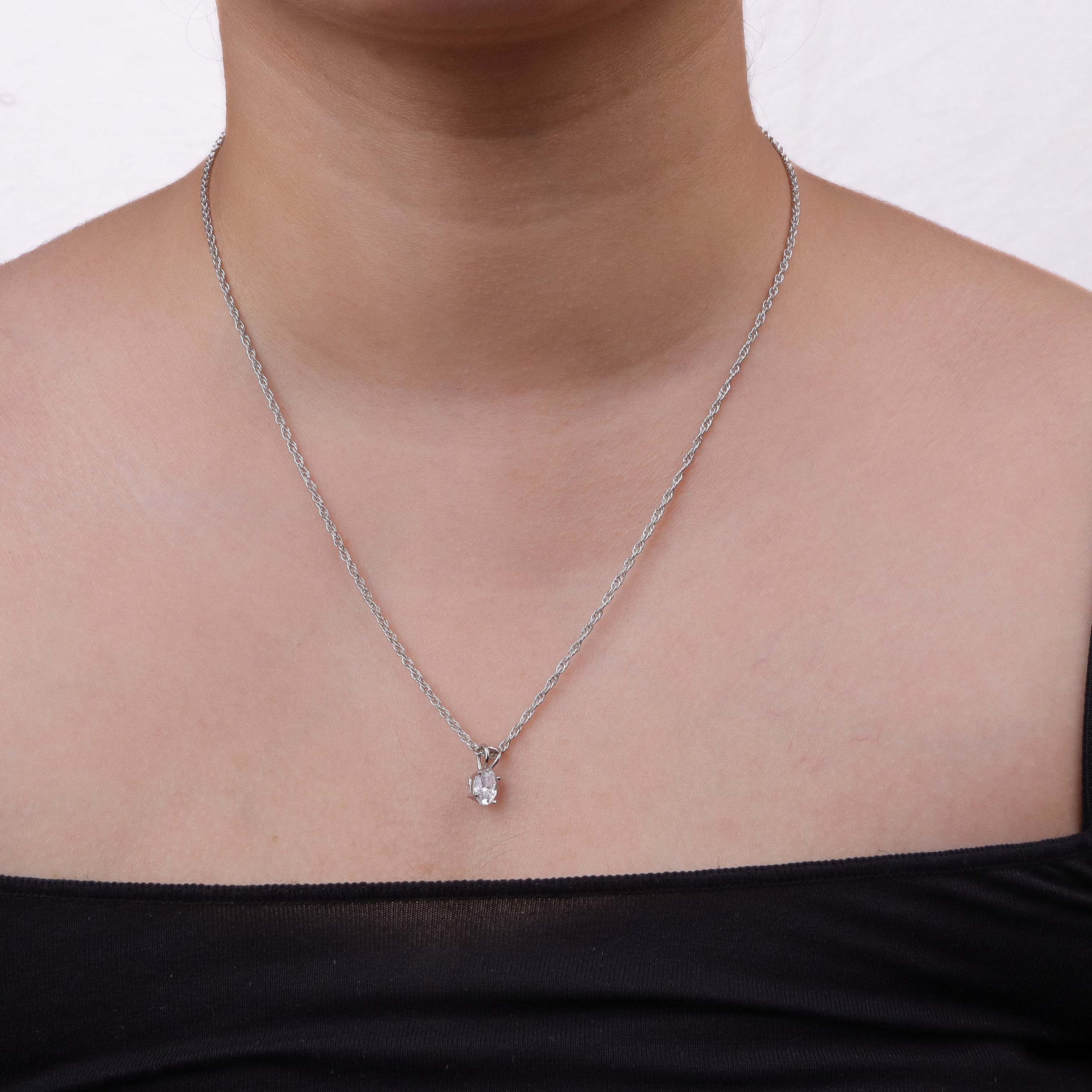 Silver CZ Tiny Oval Shape Set