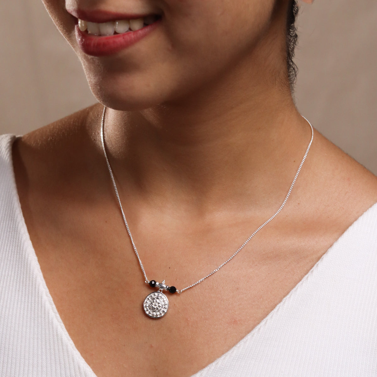 Silver Saaj motif mangalsutra