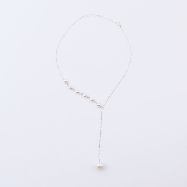 Elegant Pearl Chain Necklace Silver