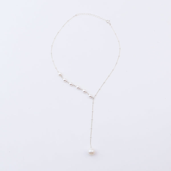 Elegant Pearl Chain Necklace Silver