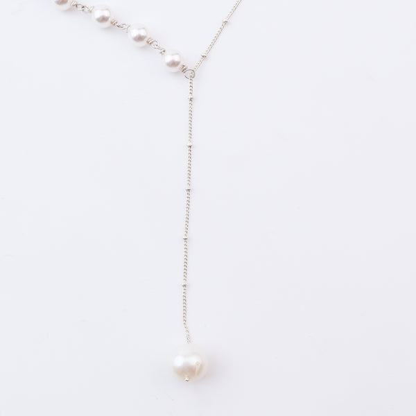Pearl Drop Necklace Sterling Silver