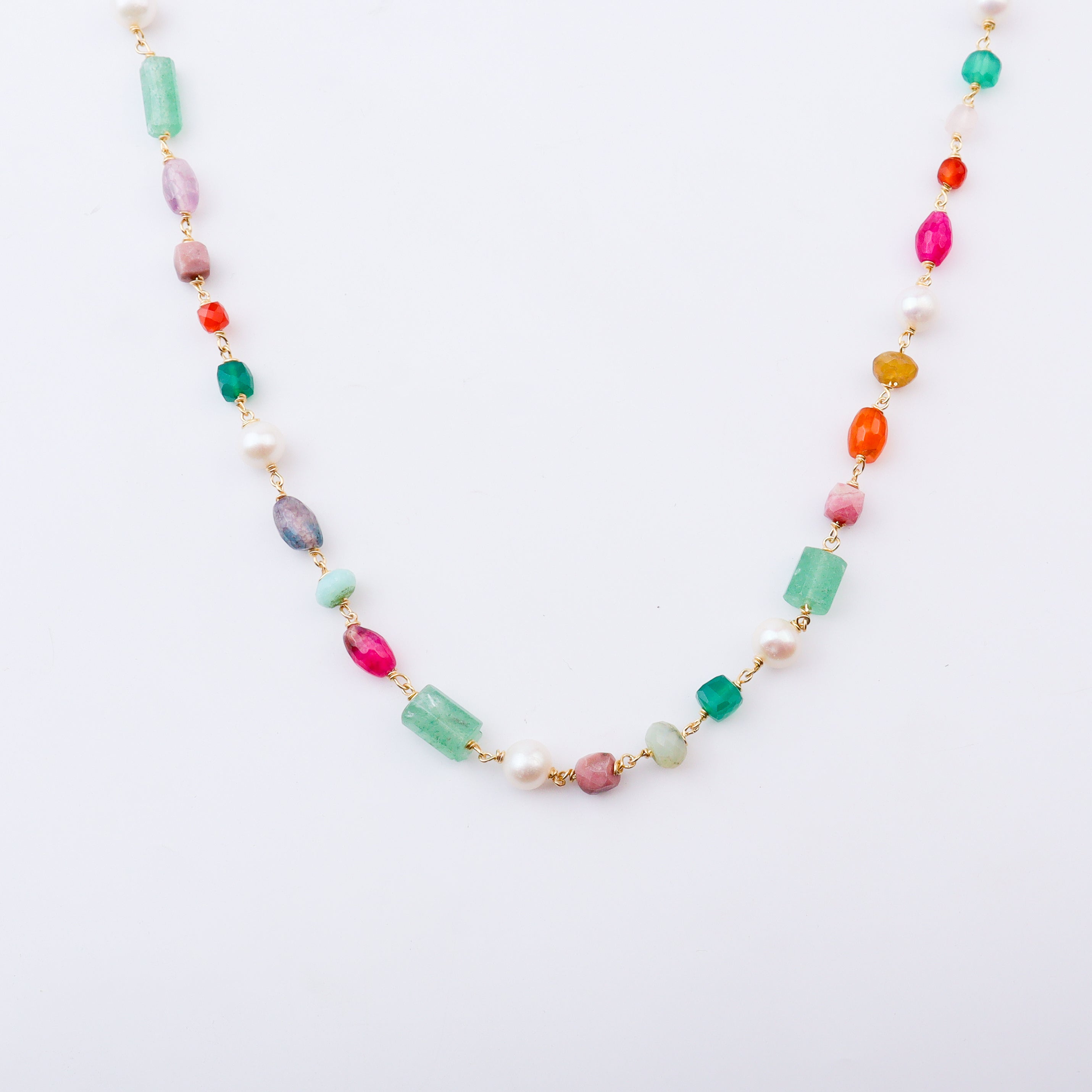 Multicolour Stone Ganthan Necklace | 22K Gold-Plated