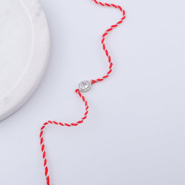 Oval Halo Silver CZ Rakhi