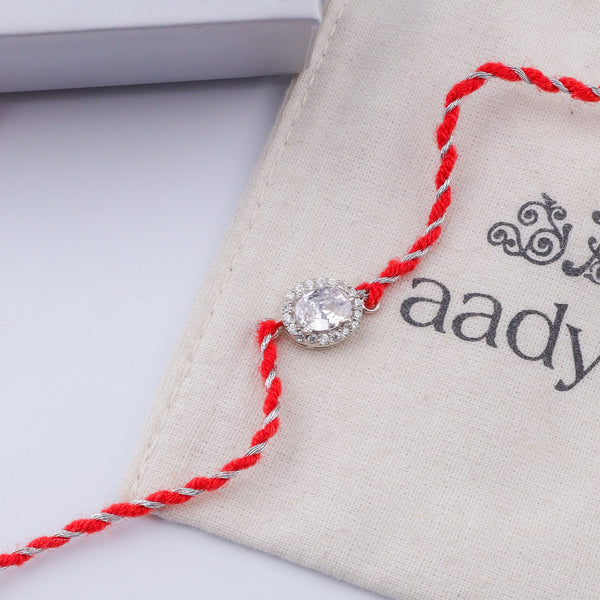 Oval Halo Silver CZ Rakhi