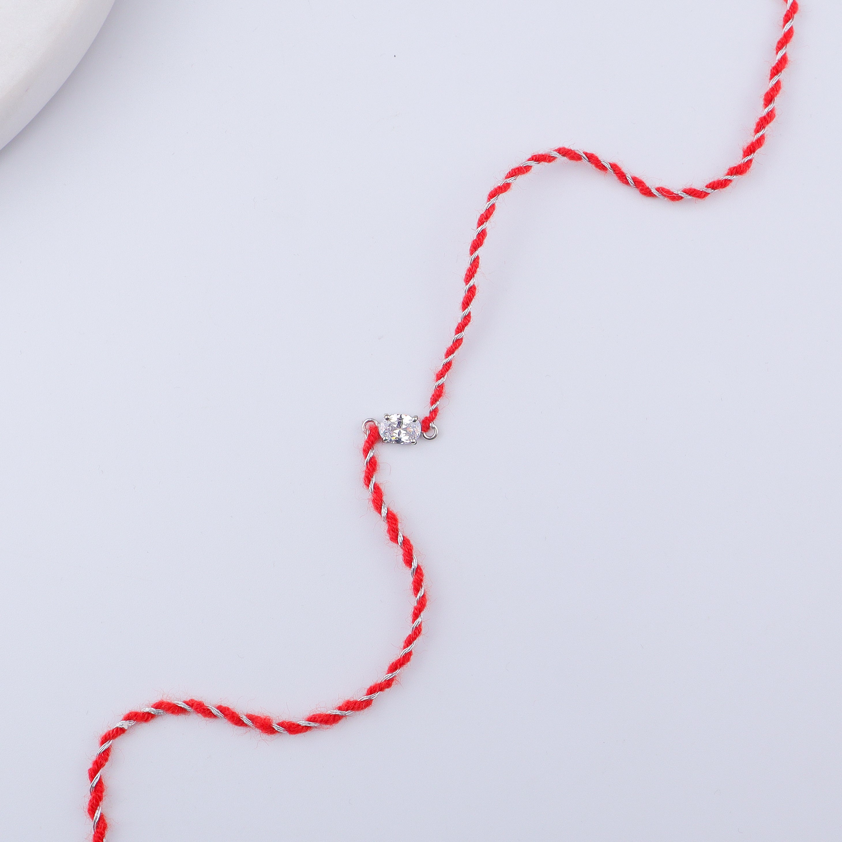 Oval Silver CZ Rakhi