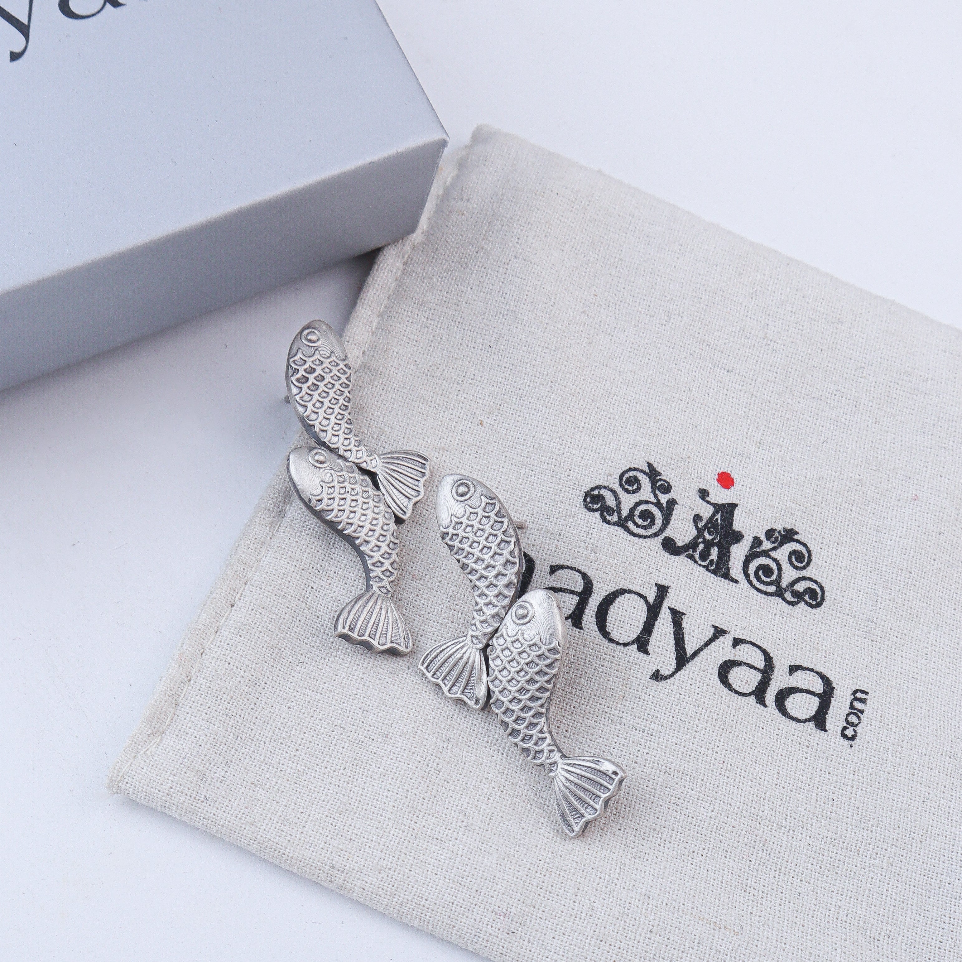Vintage Matsya Oxidized Silver Earrings