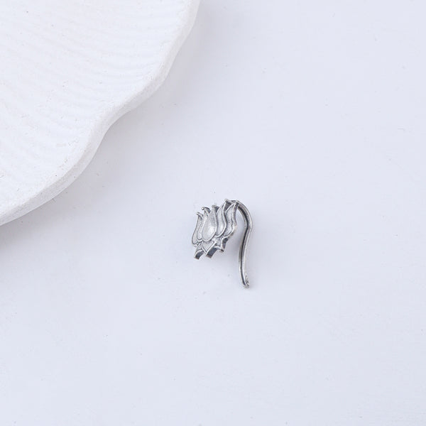 Lotus Oxidized Silver Earcuff (Single)