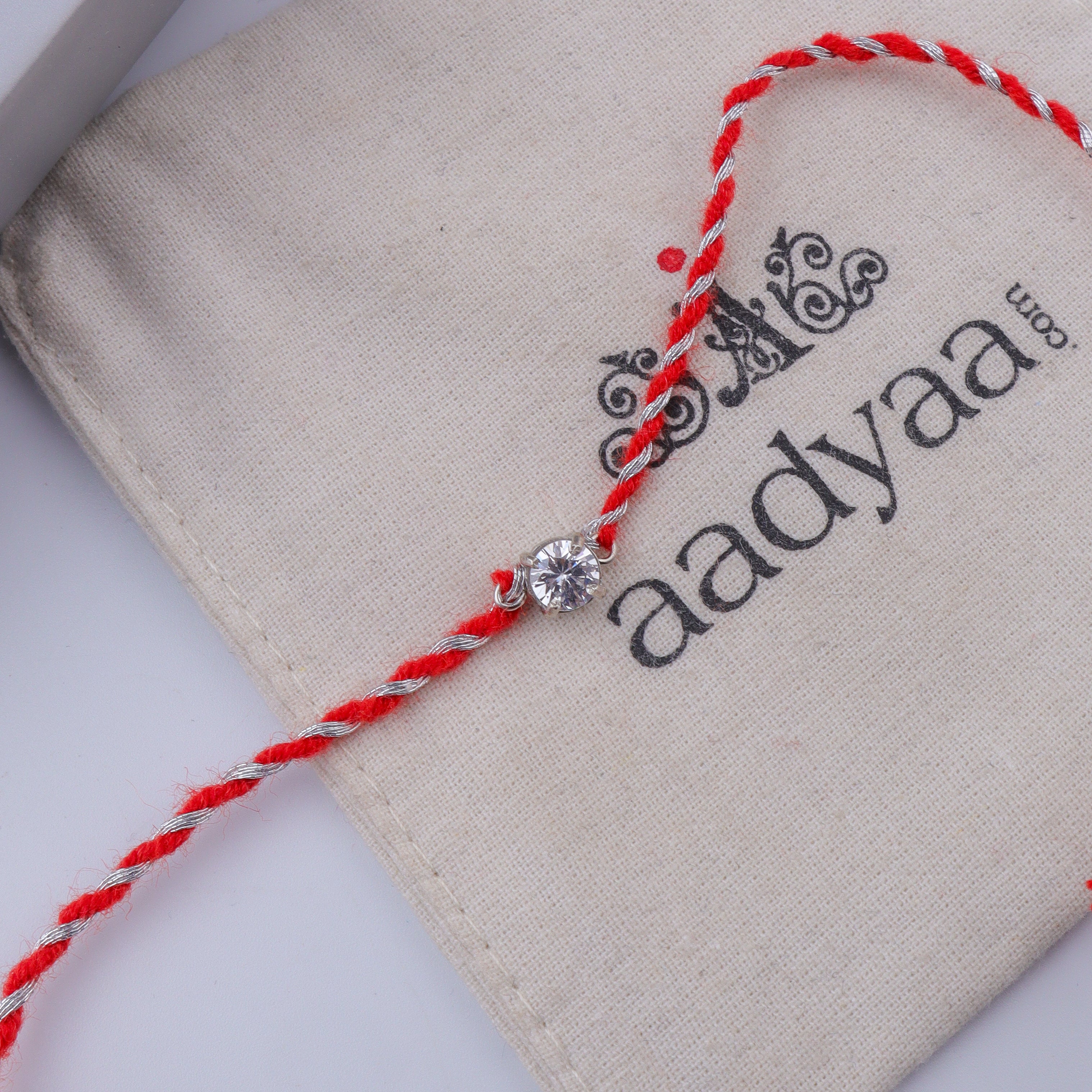 Round Silver CZ Rakhi