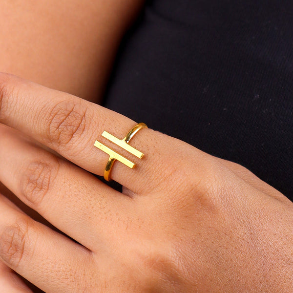 Close-up of gold ring on finger