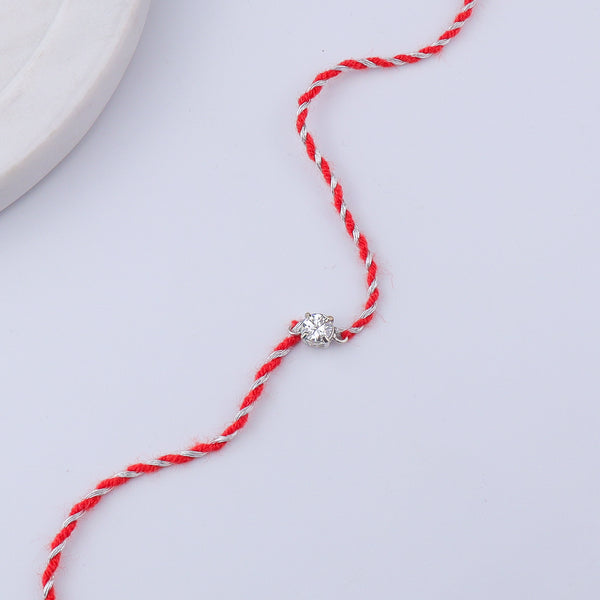 Round Silver CZ Rakhi