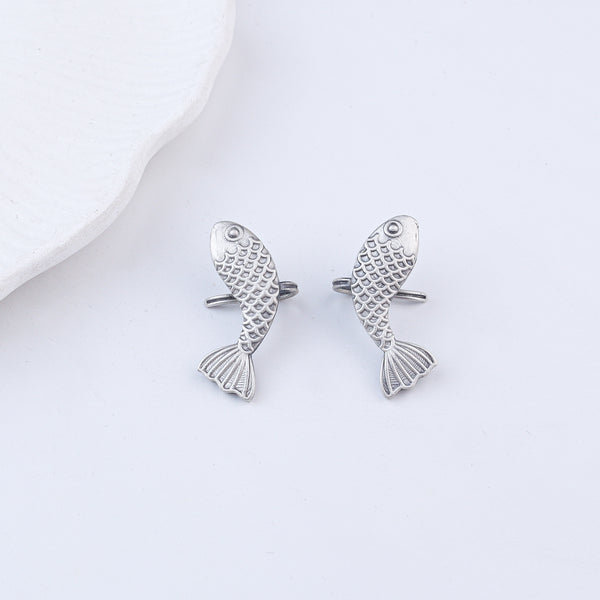 Fish Oxidized Silver Earcuff (Pair)