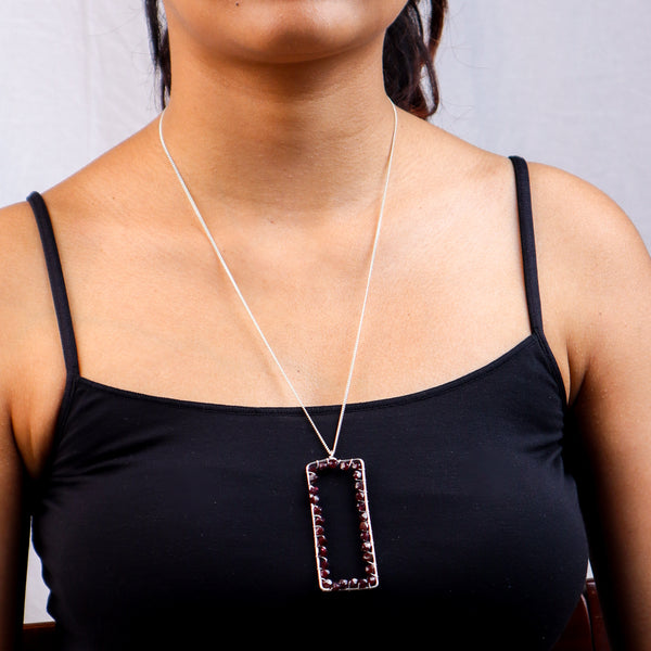 Garnet Frame Pendant without Chain