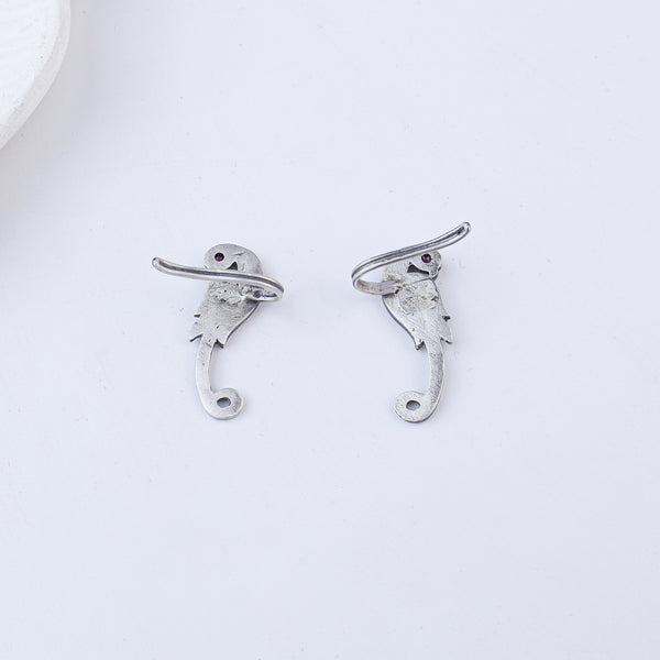 Parrot Oxidized Silver Earcuff (Pair)