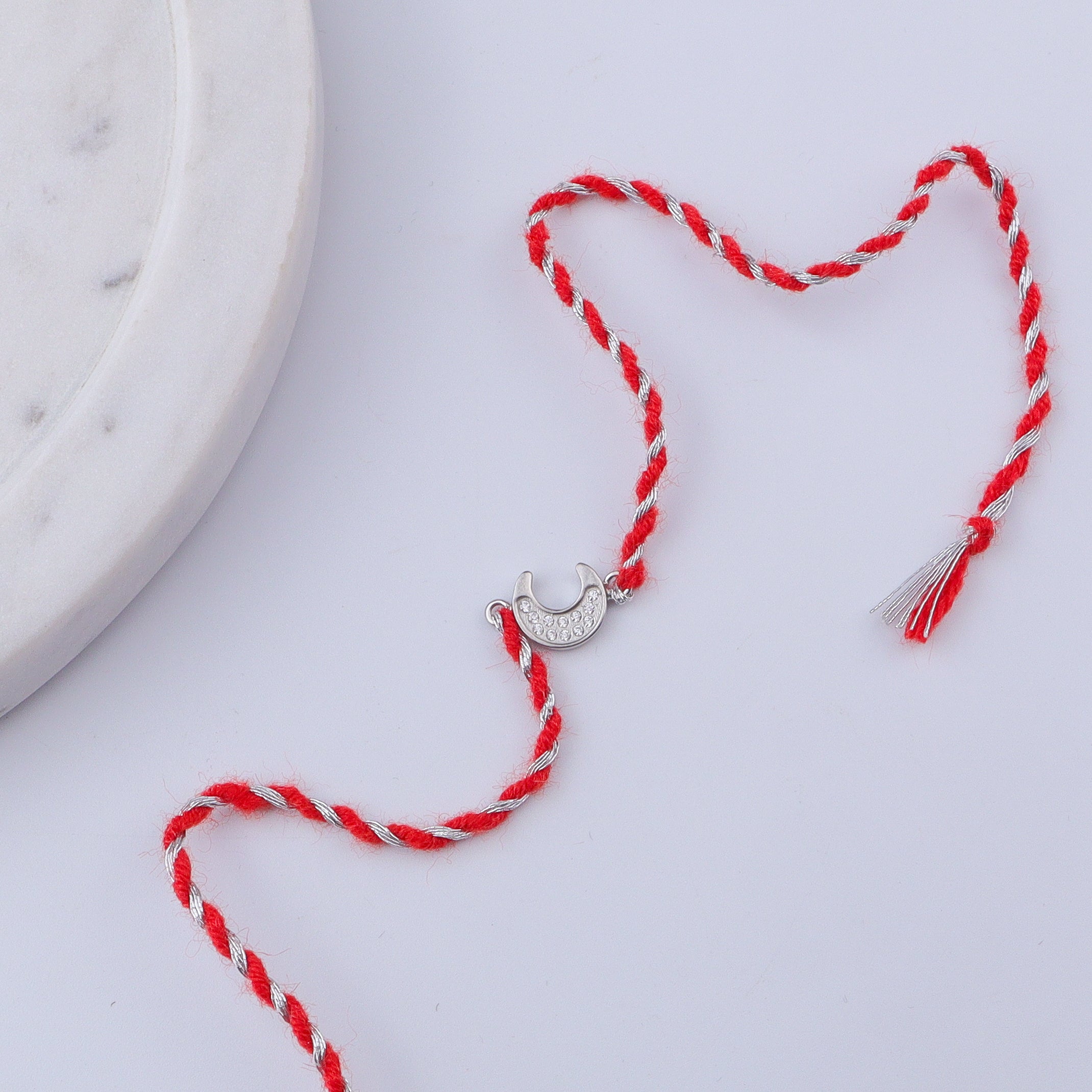 Moon Silver CZ Rakhi