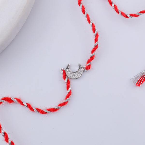 Moon Silver CZ Rakhi