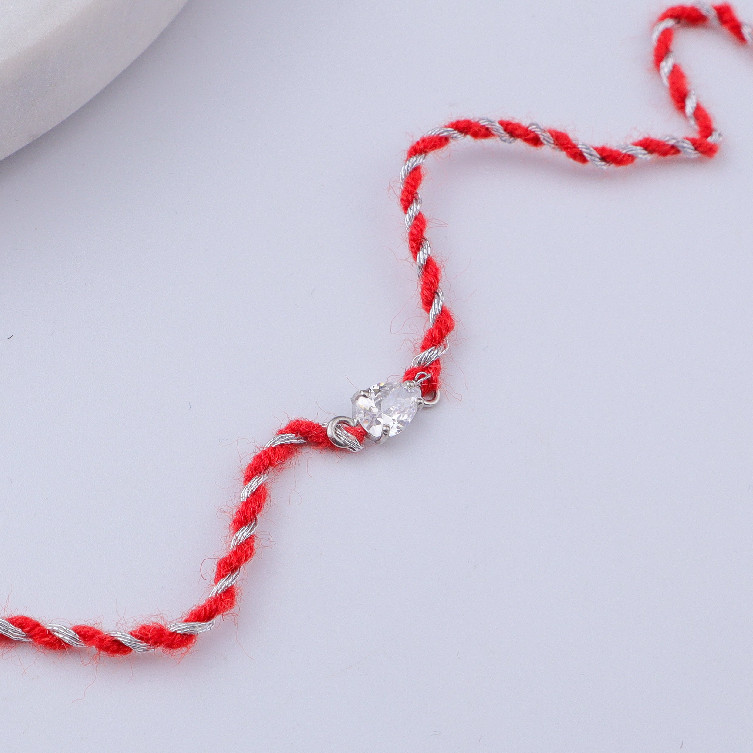 Pear Silver CZ Rakhi