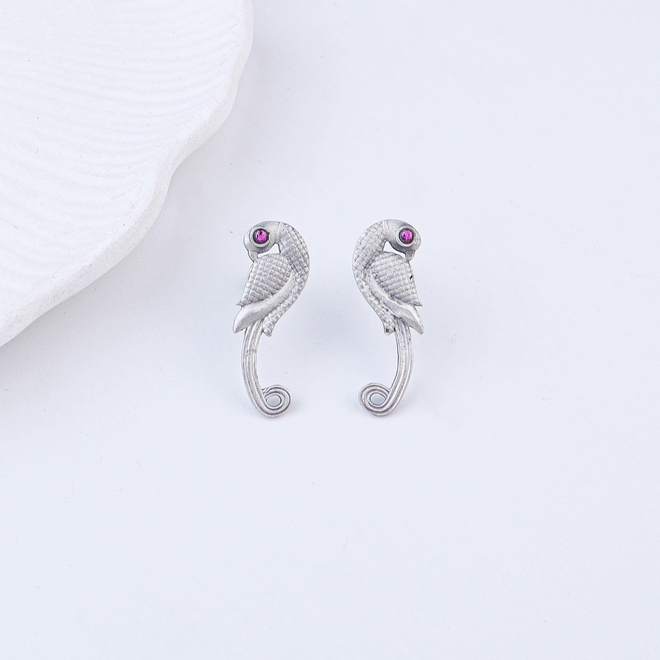 Parrot Oxidized Silver Earrings