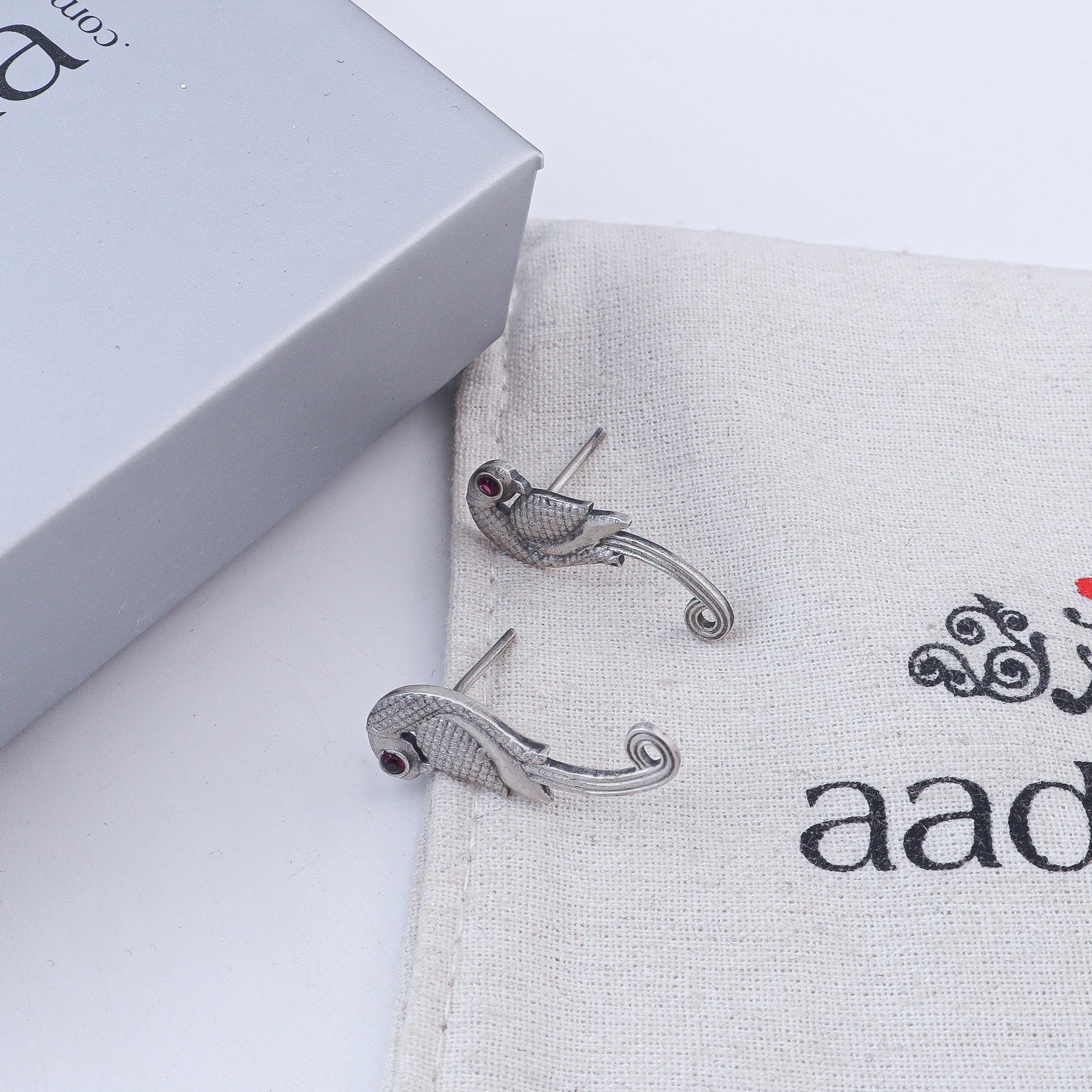 Parrot Oxidized Silver Earrings