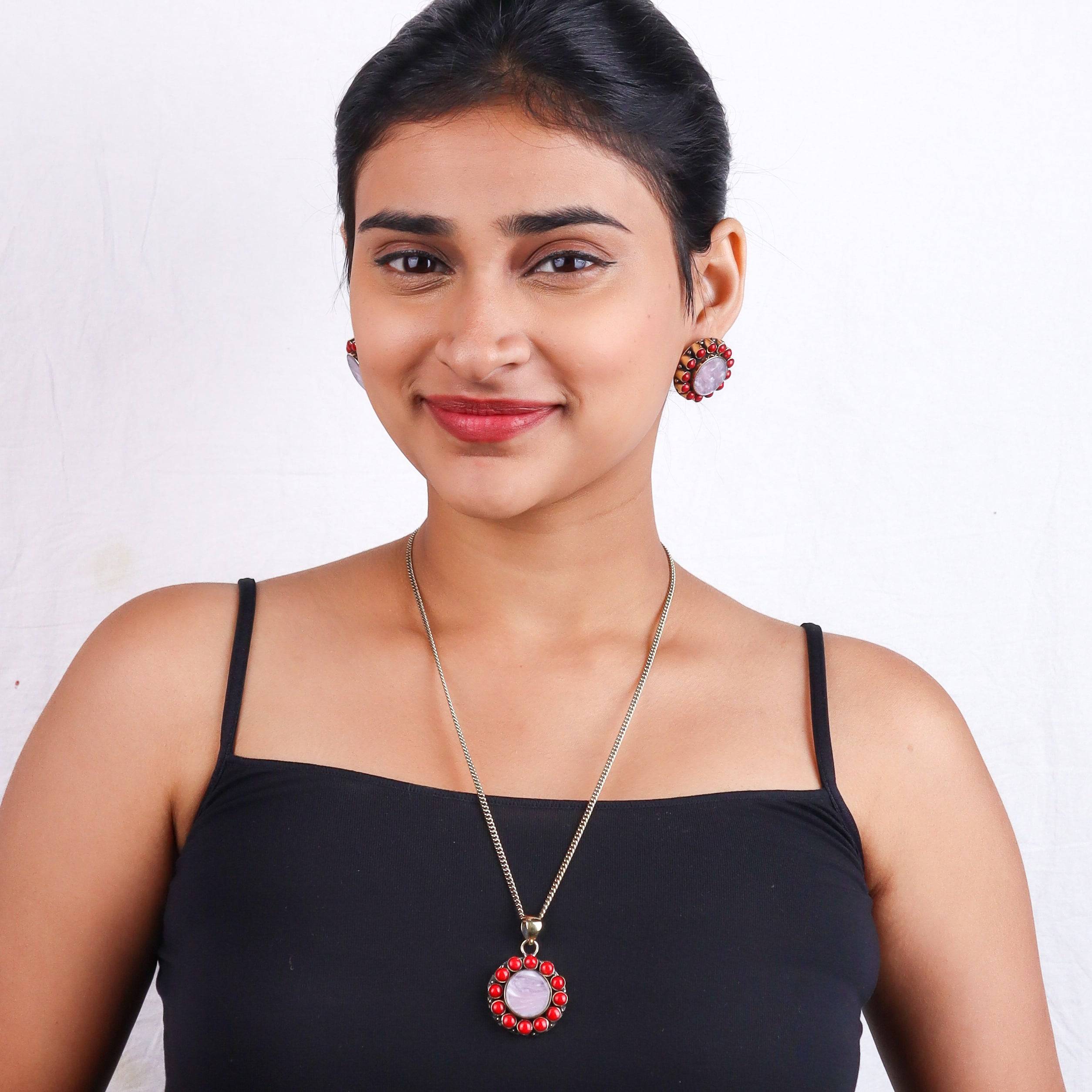 Brass Fashion Pendant & Earrings Set without Chain
