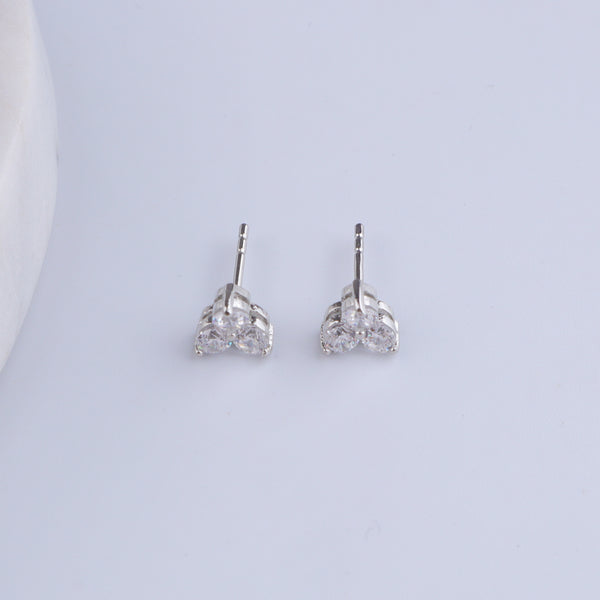 Silver CZ Cluster Stud Earrings