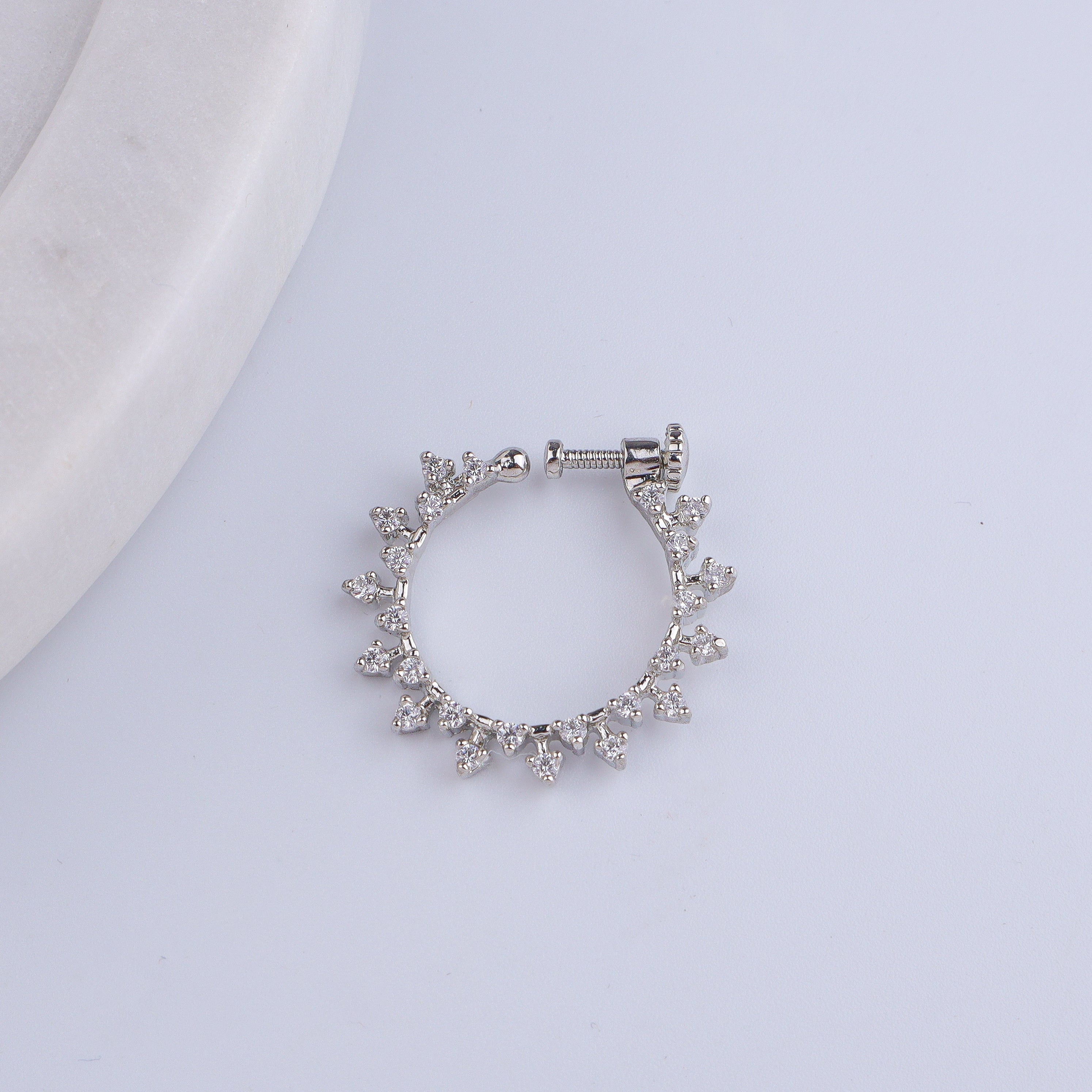 Silver CZ Snowflake Nath