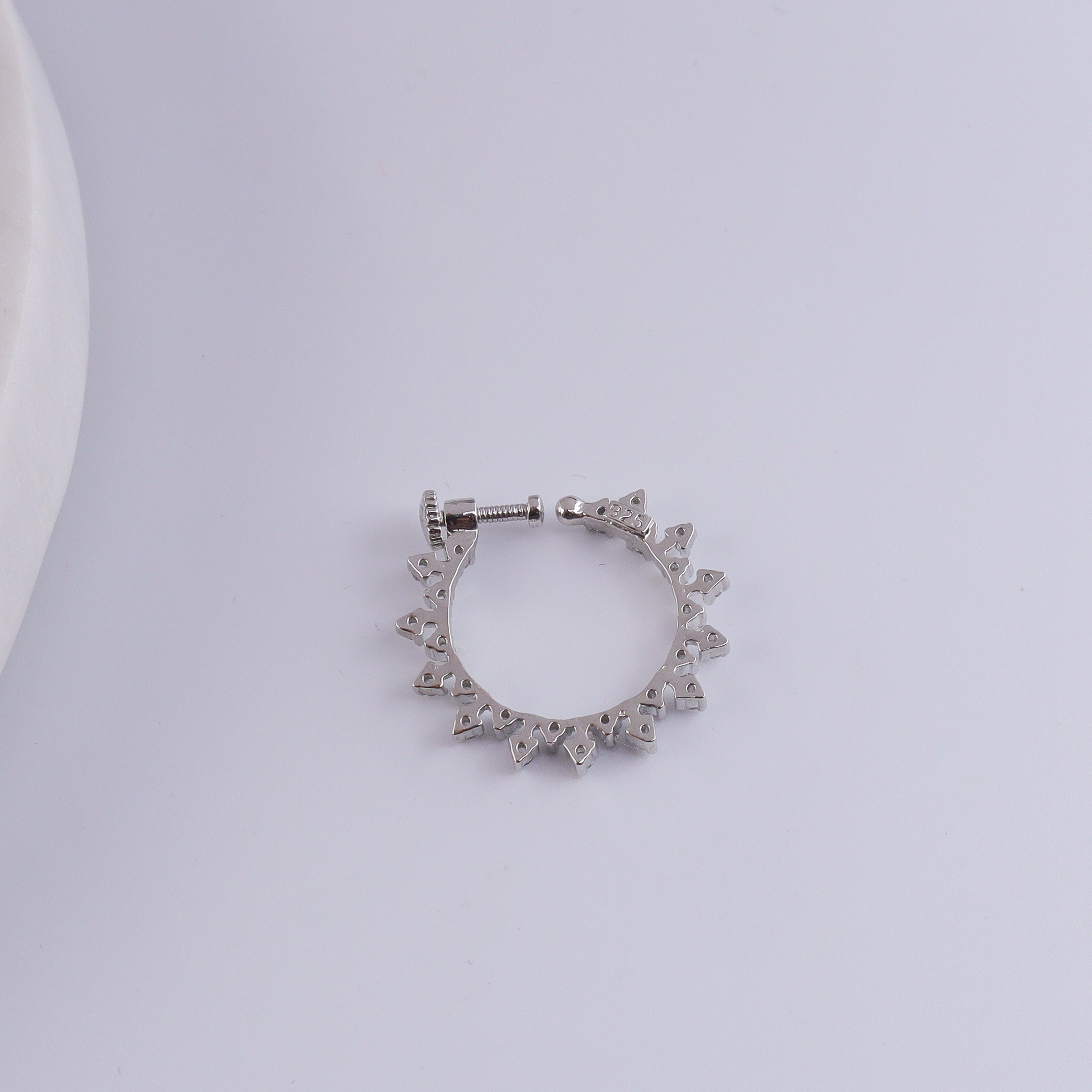 Silver CZ Snowflake Nath