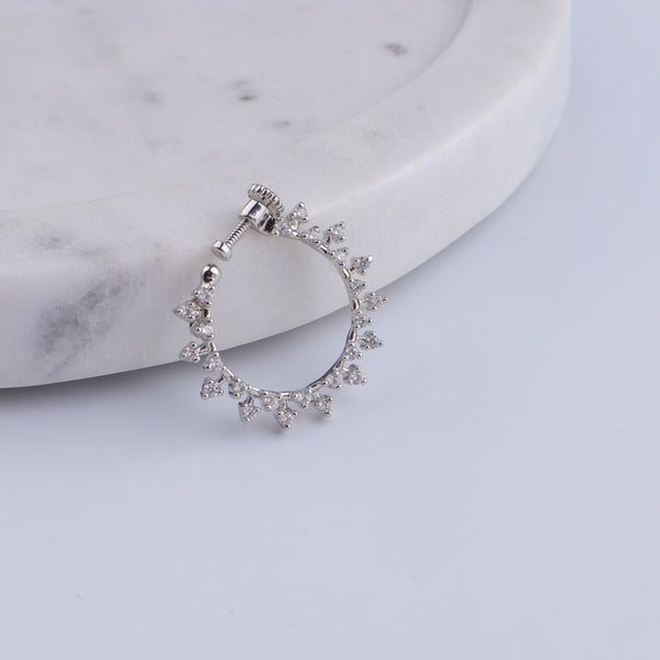 Silver CZ Snowflake Nath