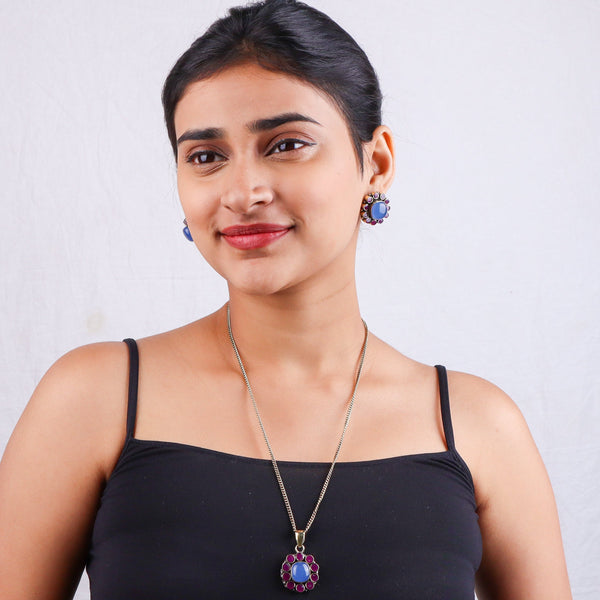 Brass Fashion Pendant & Earrings Set without Chain
