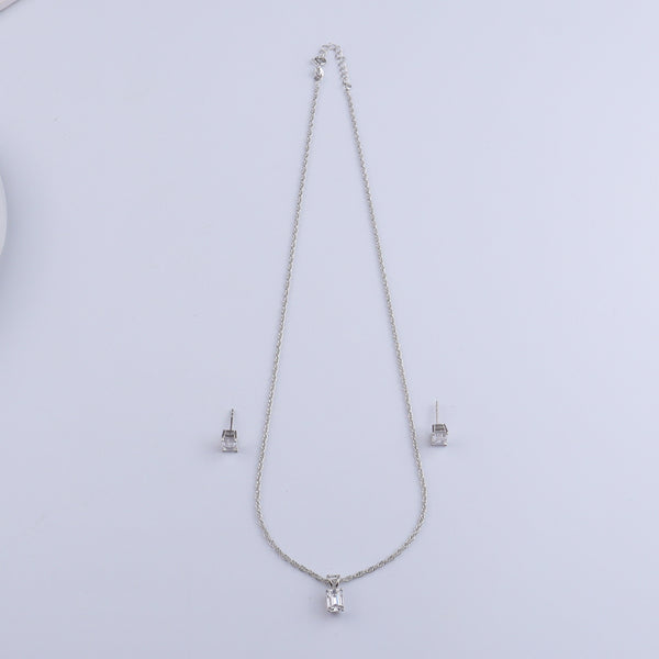 Silver CZ Emerald Set
